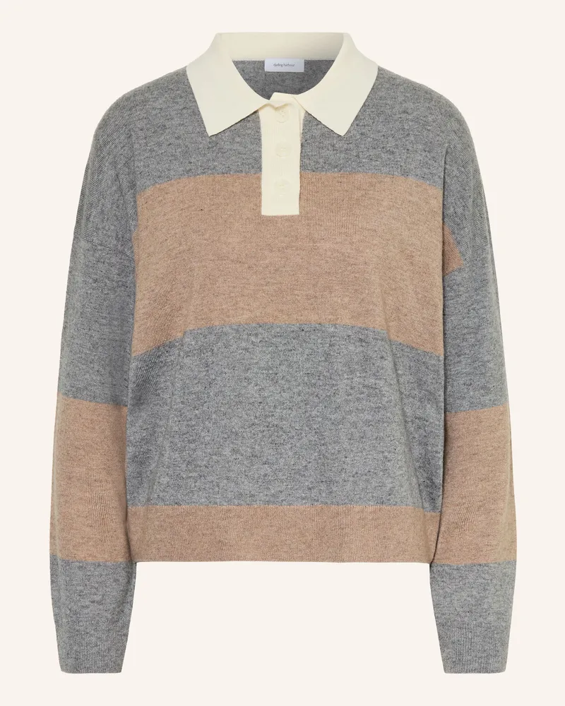 Darling Harbour Strick-Poloshirt beige Taupe