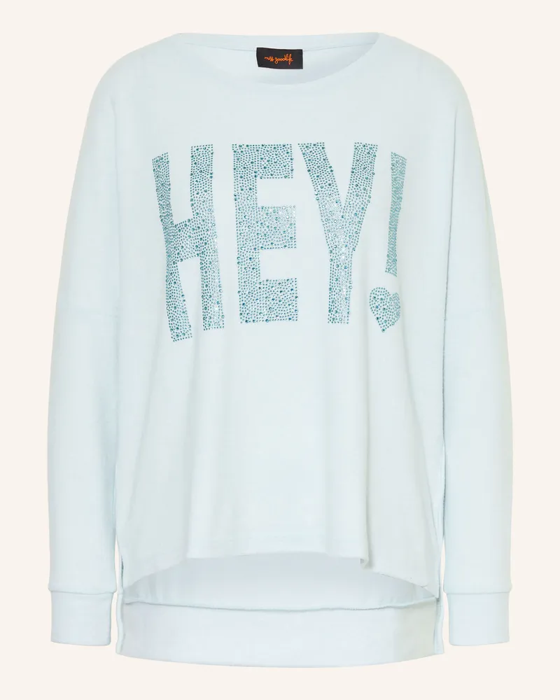 Miss Goodlife Oversized-Pullover Mit Schmucksteinen blau Hellblau