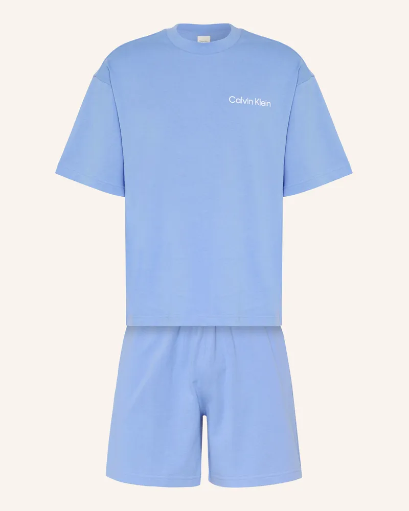 Calvin Klein Shorty-Schlafanzug blau Hellblau