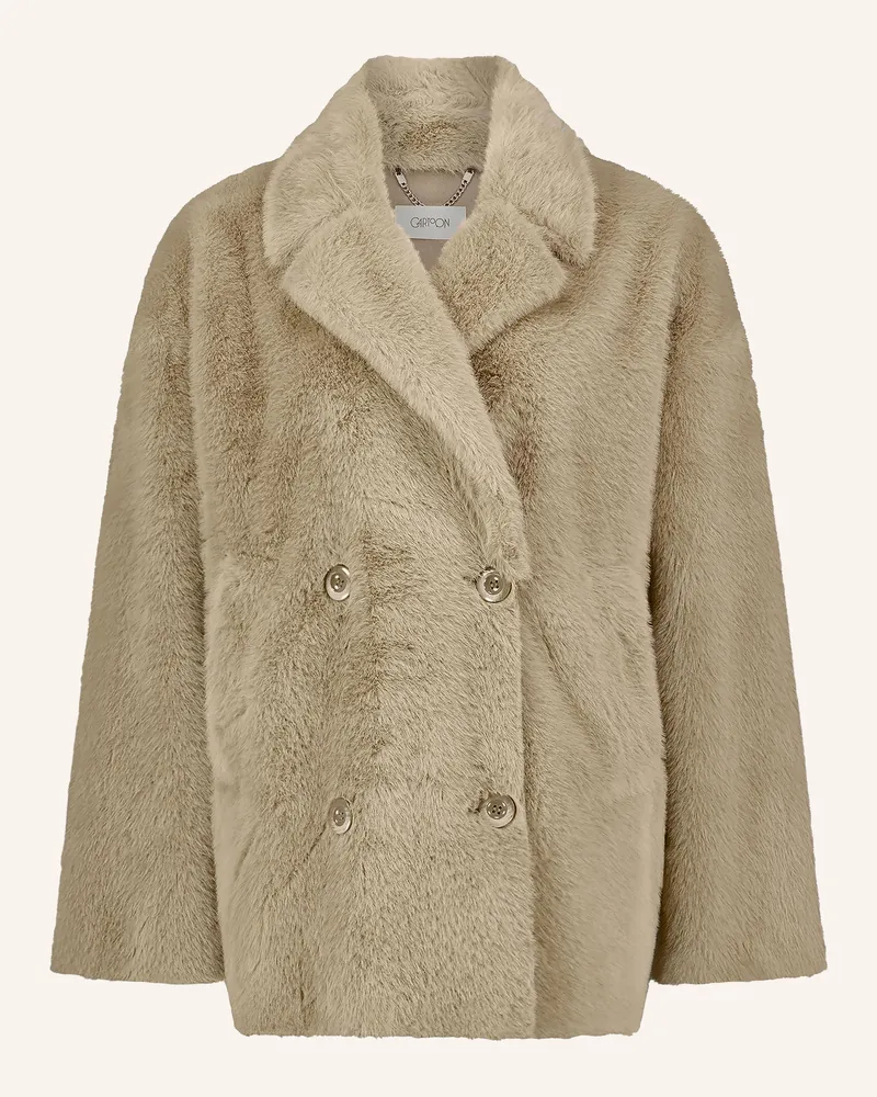 Cartoon Kunstfell-Jacke beige Taupe