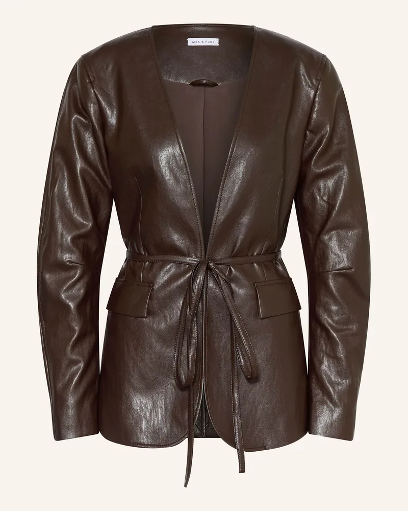 Mrs & HUGS Jacke In Lederoptik braun Dunkelbraun