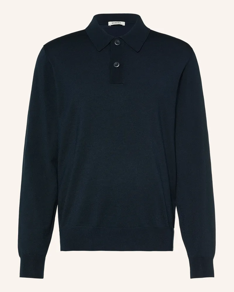 Sandro Strick-Poloshirt Classic Fit blau Dunkelblau