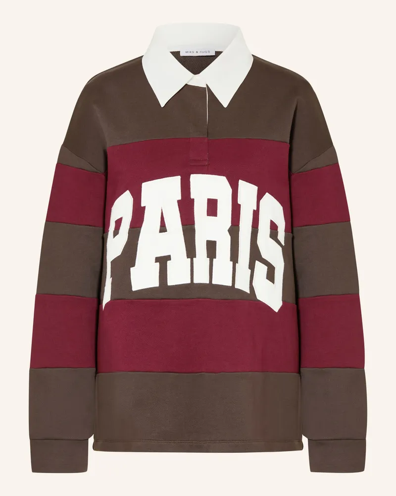 Mrs & HUGS Jersey-Poloshirt Dunkelrot