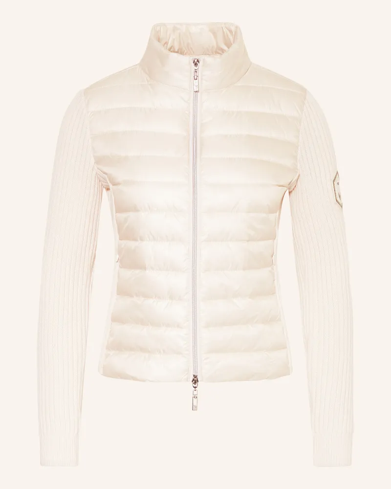 monari Steppjacke im Materialmix mit Schmucksteinen Creme