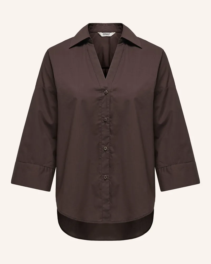 only Bluse Mit 3/4-Arm braun Dunkelbraun