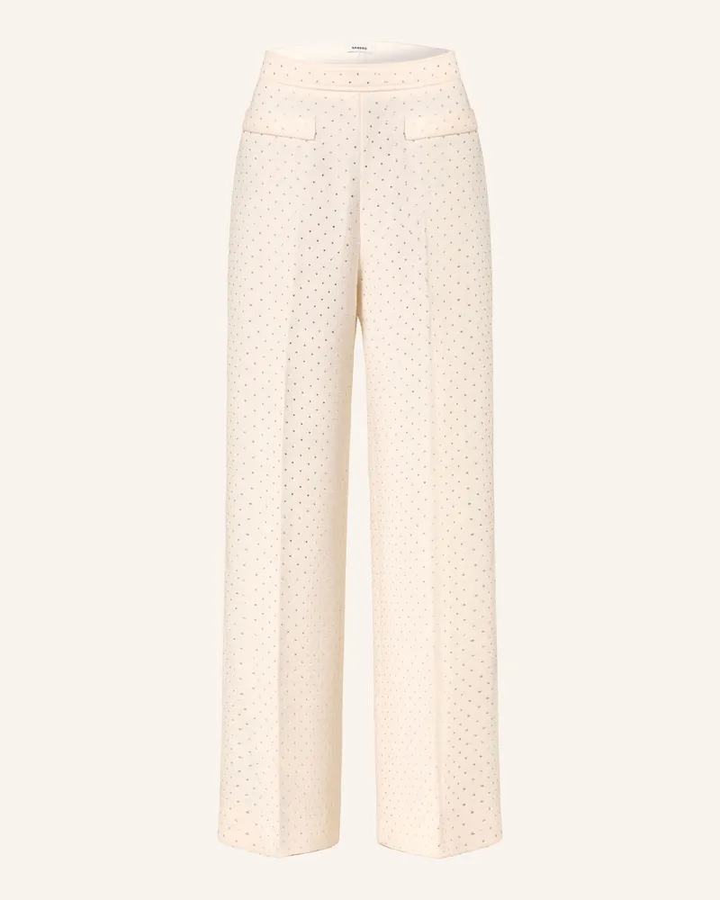 Sandro Strickhose mit Schmucksteinen Ecru