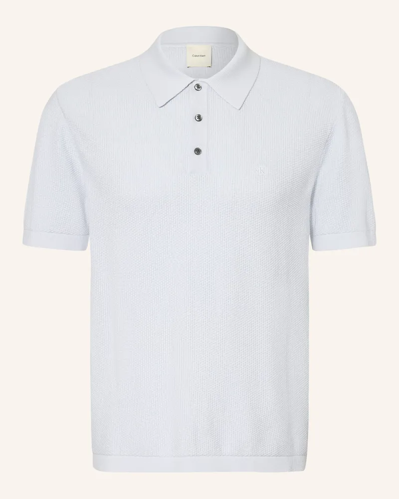 Calvin Klein Piqué-Poloshirt blau Hellblau