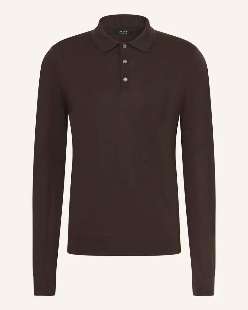 Reiss Strick-Poloshirt TRAFFORD aus Merinowolle Dunkelbraun