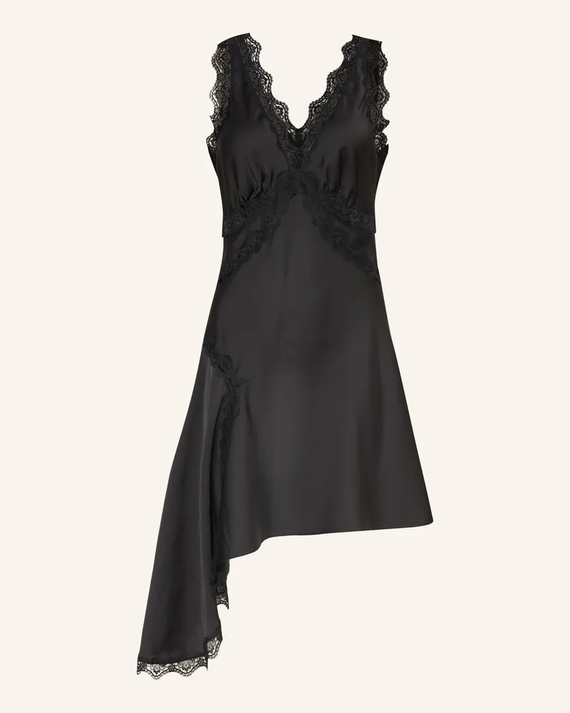 AllSaints Satinkleid ILKA mit Spitze Schwarz
