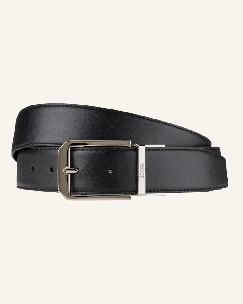 Ermenegildo Zegna Ledergürtel zum Wenden Schwarz