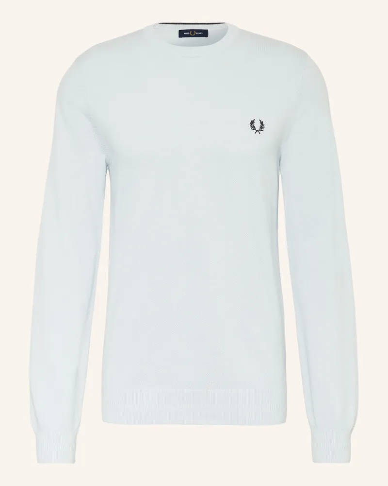 Fred Perry Piqué-Pullover blau Hellblau