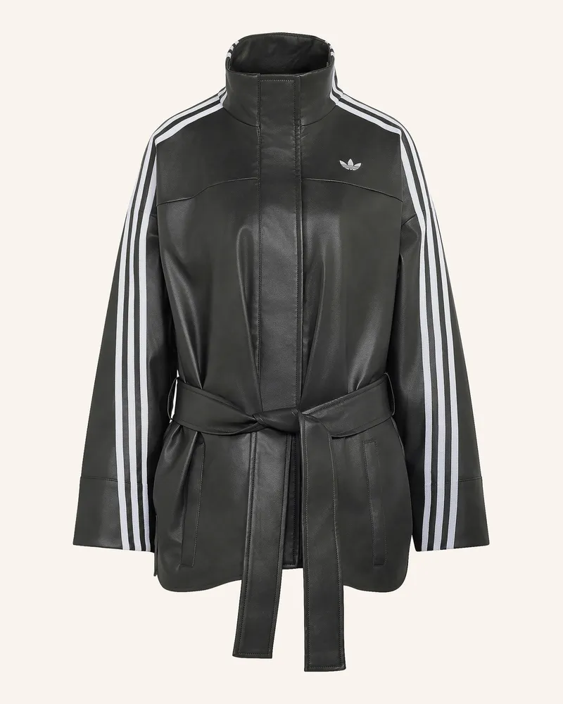 adidas Jacke In Lederoptik braun Schwarz