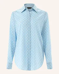 van Laack Bluse Modern Fit Langer Ärmel Hemdblusenkragen Blau