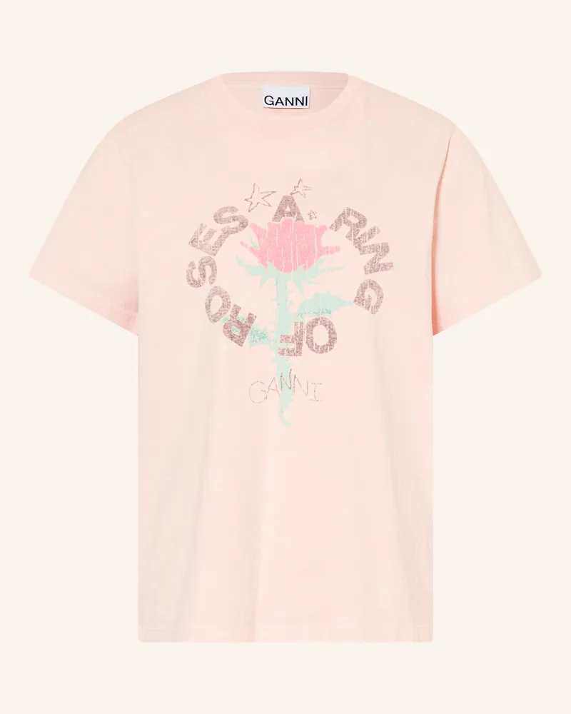 Ganni T-Shirt rosa Hellorange