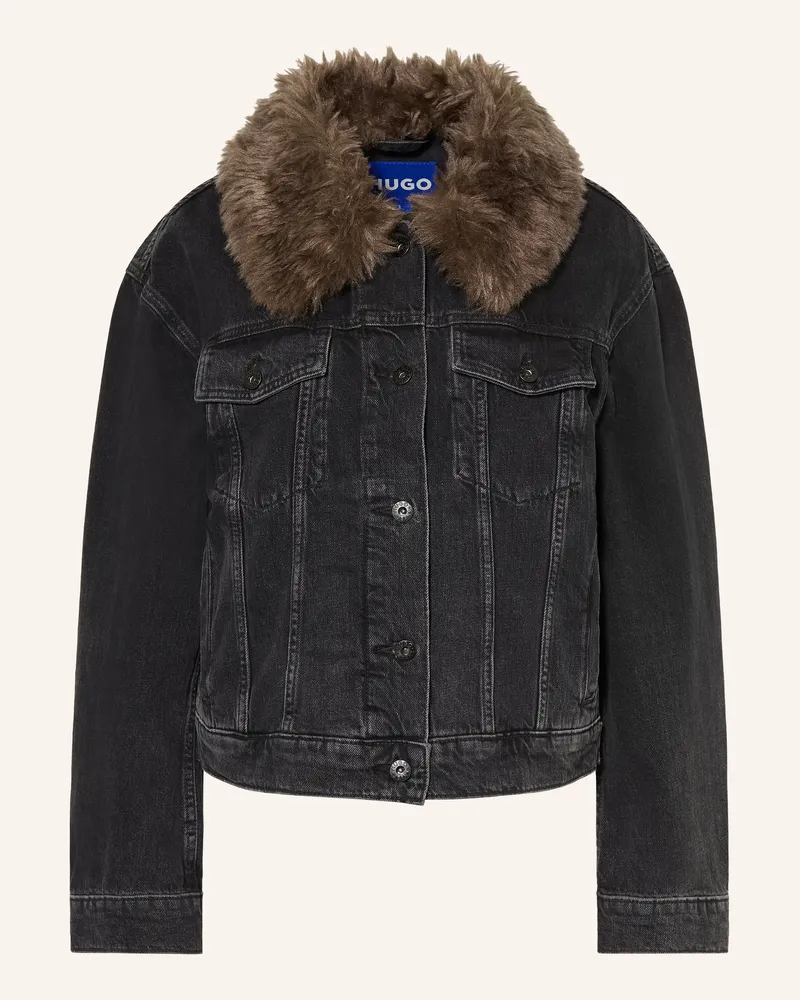 HUGO BOSS Jeansjacke Glamis Mit Abnehmbarem Kunstfell schwarz 004