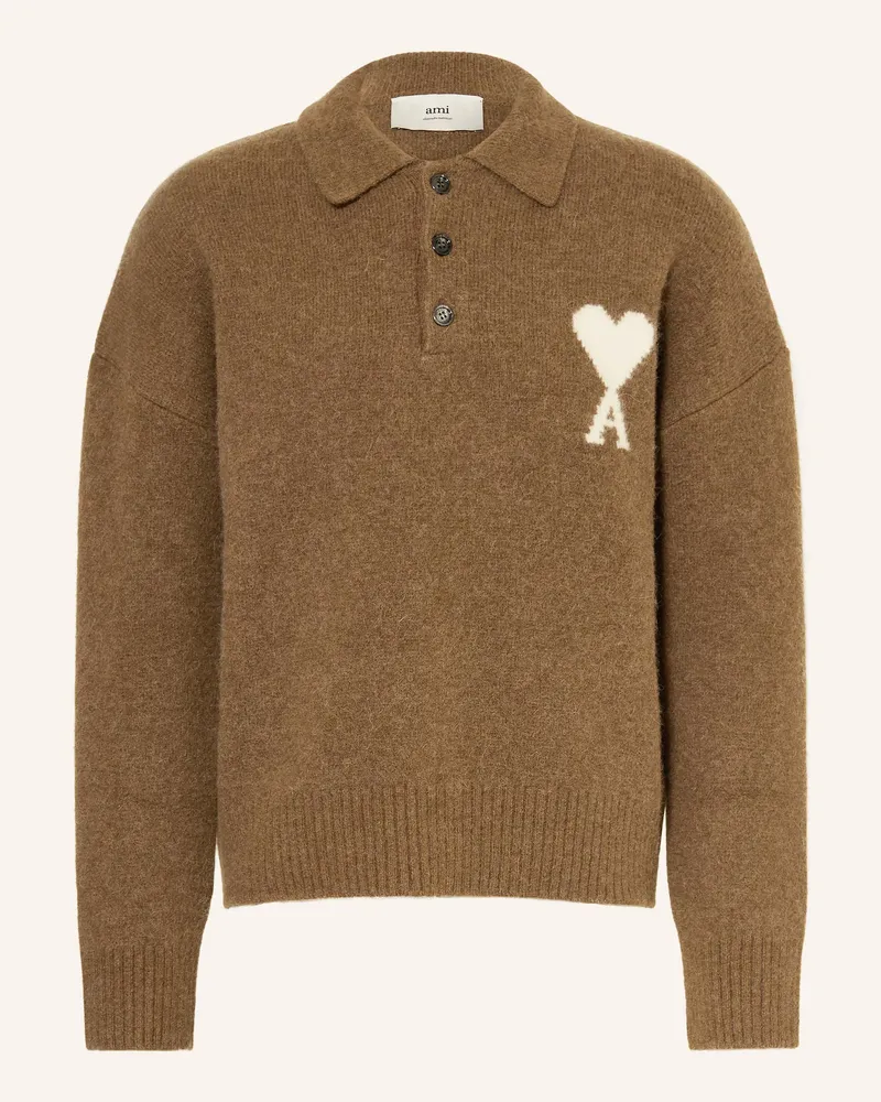 AMI Paris Pullover mit Alpaka Braun