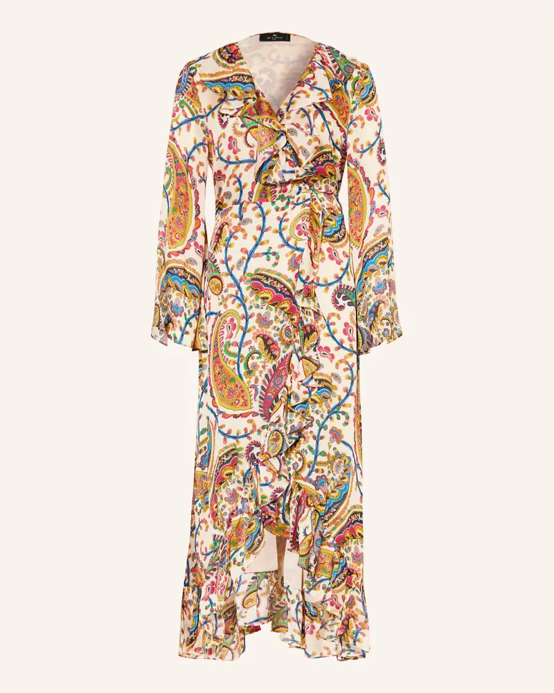 Etro Wickelkleid Aus Seide Mit Volants rot Creme