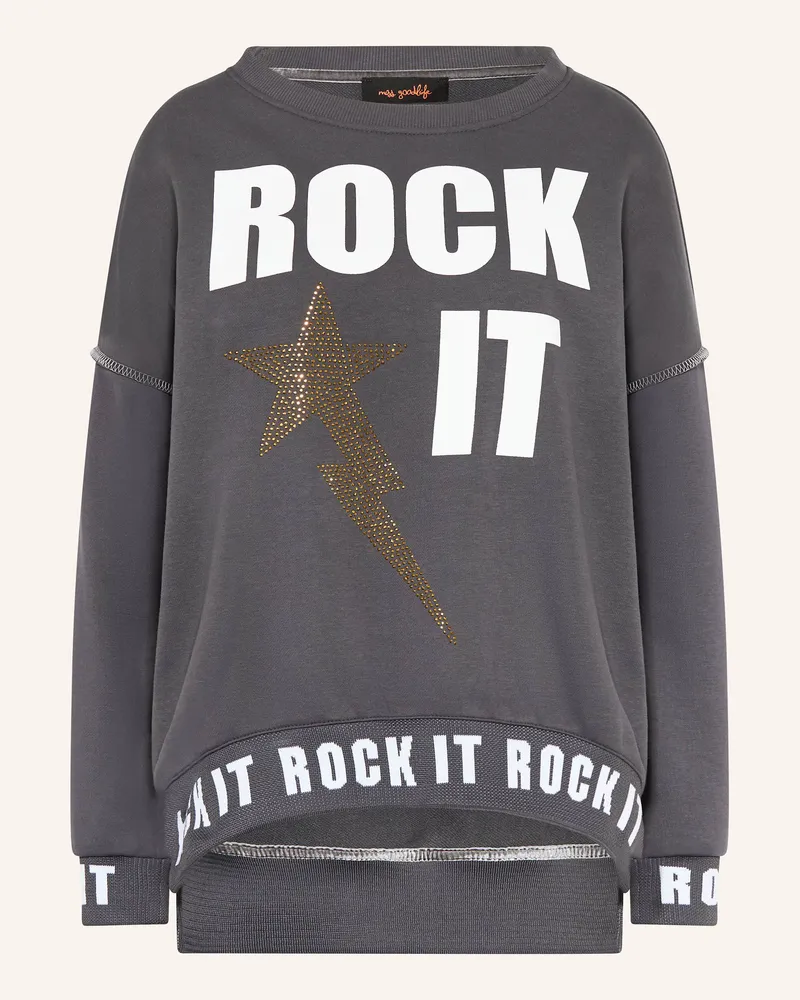 Miss Goodlife Sweatshirt ROCKET mit Schmucksteinen Dunkelgrau