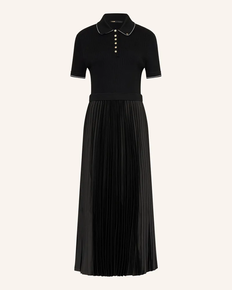 Maje Kleid im Materialmix mit Plissees Schwarz