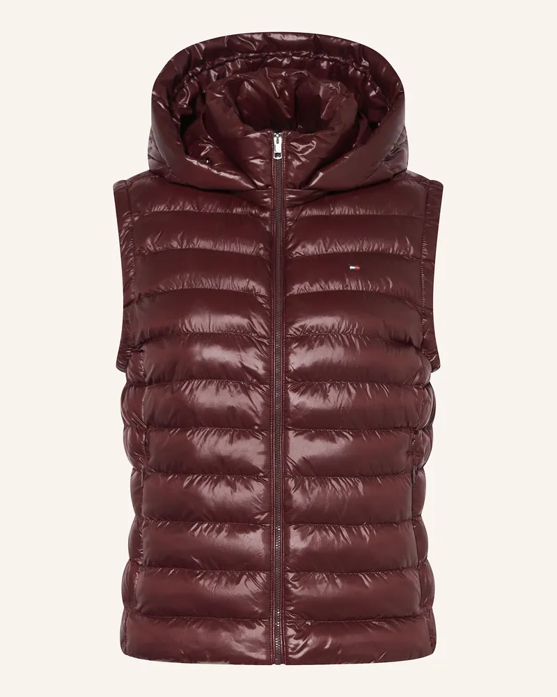 Tommy Hilfiger Steppweste mit abnehmbarer Kapuze Dunkelrot