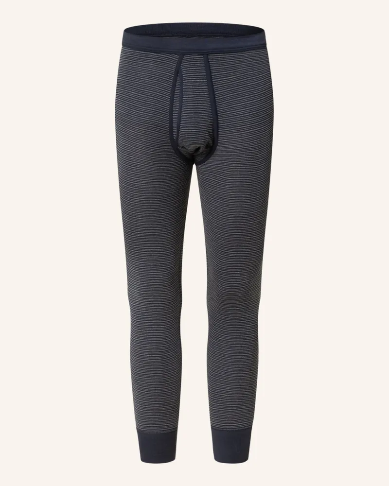 Schiesser Lange Unterhose Feinripp Melange blau Dunkelblau