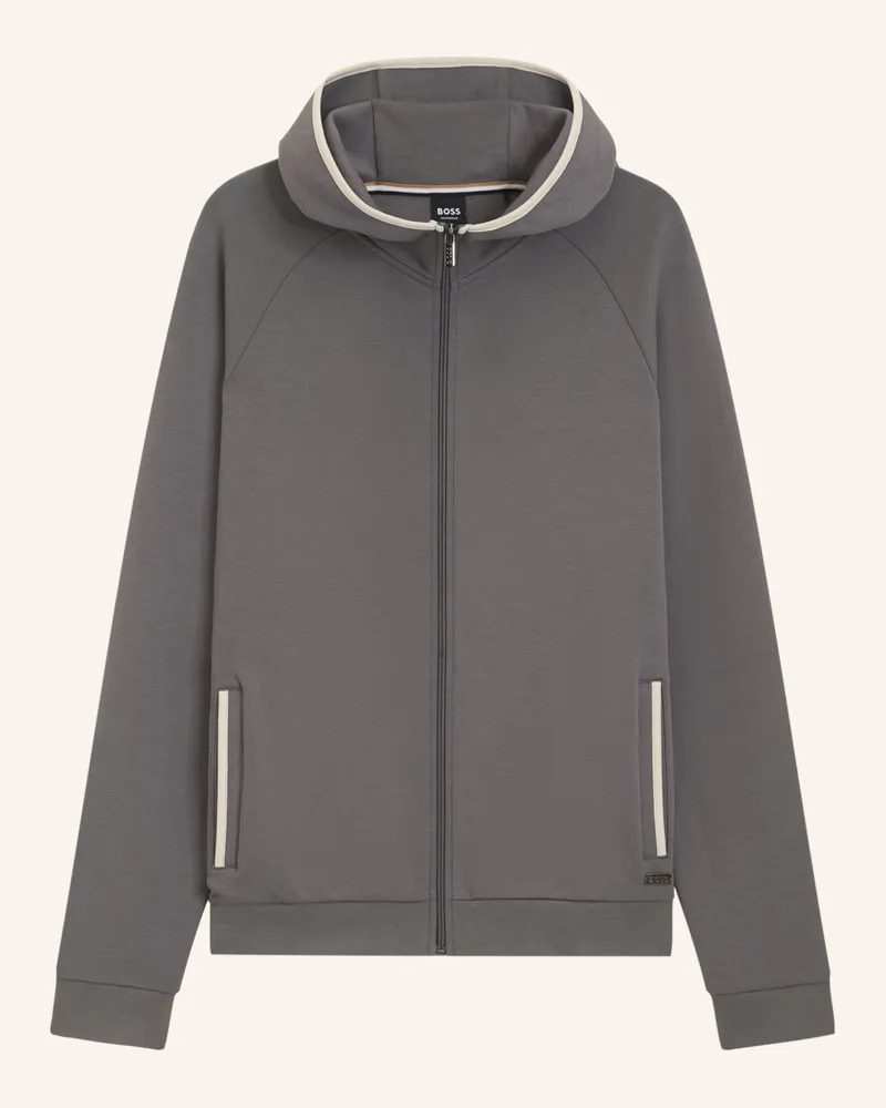 HUGO BOSS Loungewear Jacke Sense Hooded Jacket Regular Fit grau Dunkelgrau