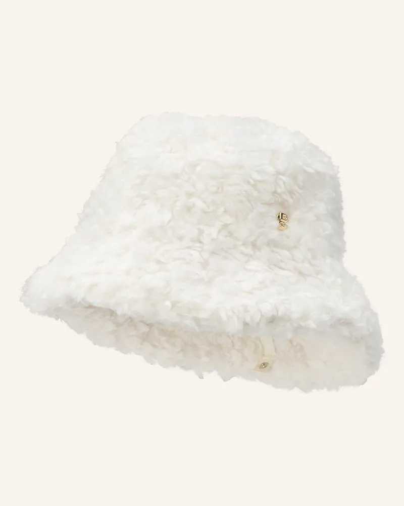 HUGO BOSS Bucket-Hat VALENTYNE aus Teddyfell Weiss