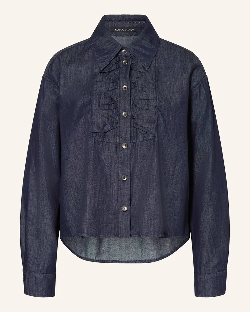 Luisa Cerano Hemdbluse In Jeansoptik blau Dunkelblau