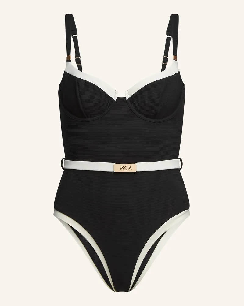 Karl Lagerfeld Badeanzug schwarz Schwarz
