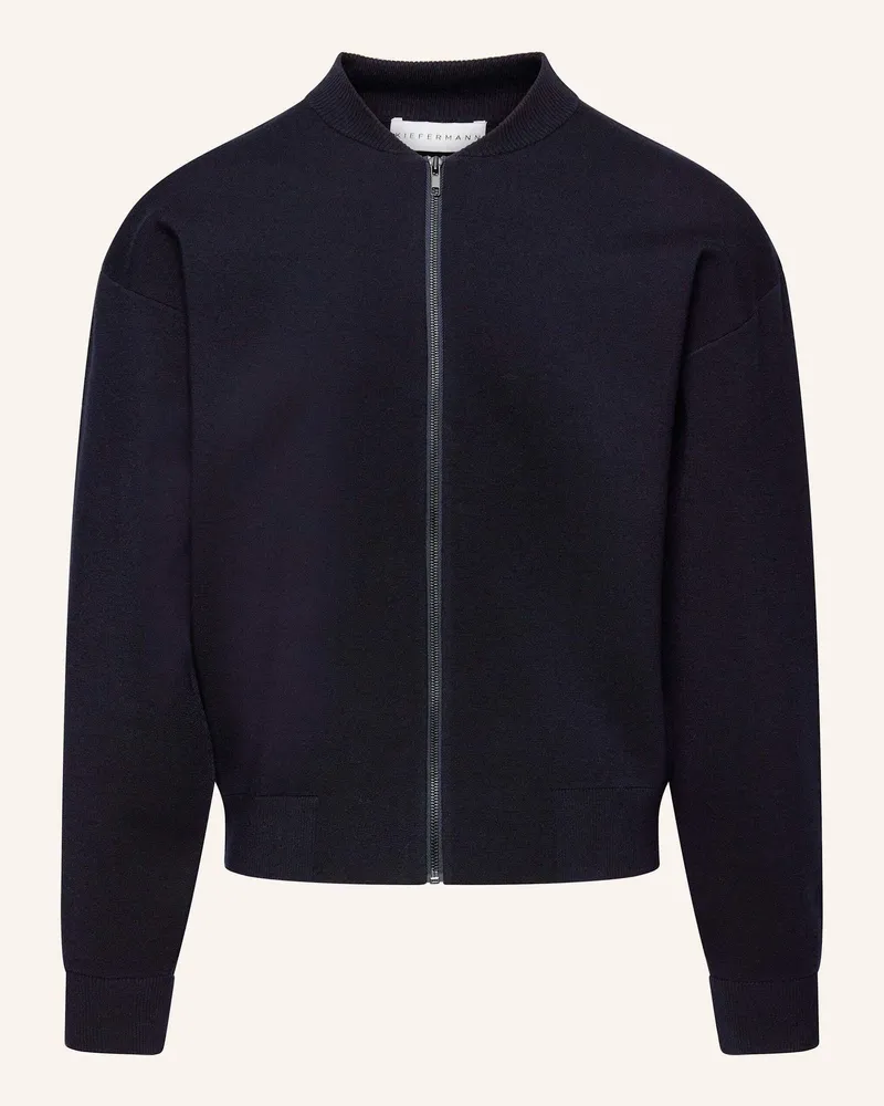 KIEFERMANN Kiefermann Herren Merino-Strickjacke Im Blousonstil Ulrico schwarz Schwarz