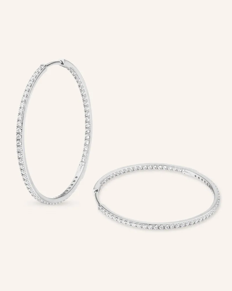 VEYNOU Creolen CLEO BIG aus 14 Karat Weißgold mit Diamanten Weissgold