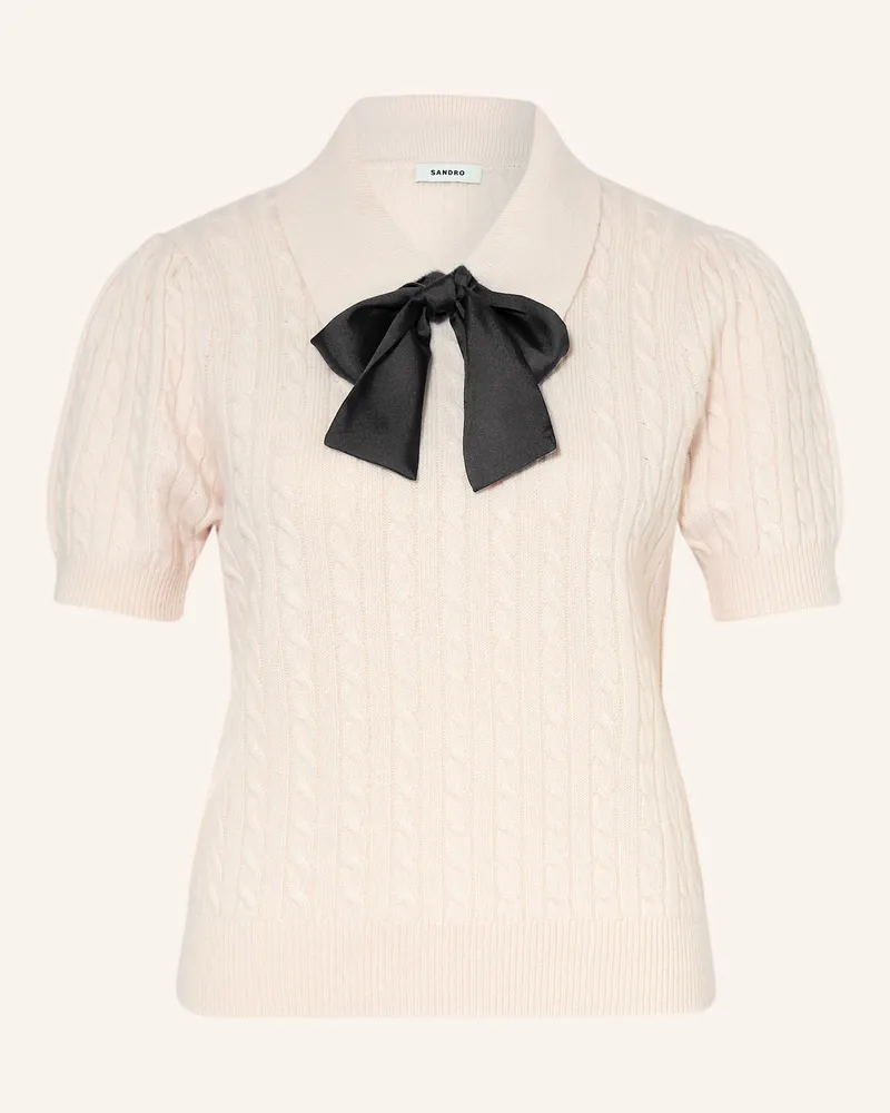 Sandro Strickshirt mit abnehmbarer Schluppe Ecru