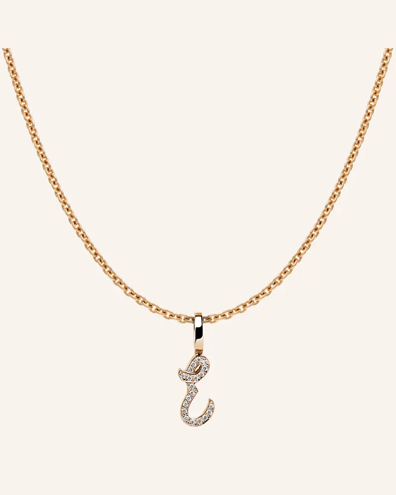 CADA Kette Tiny Diamond Letter E rosegold Roségold