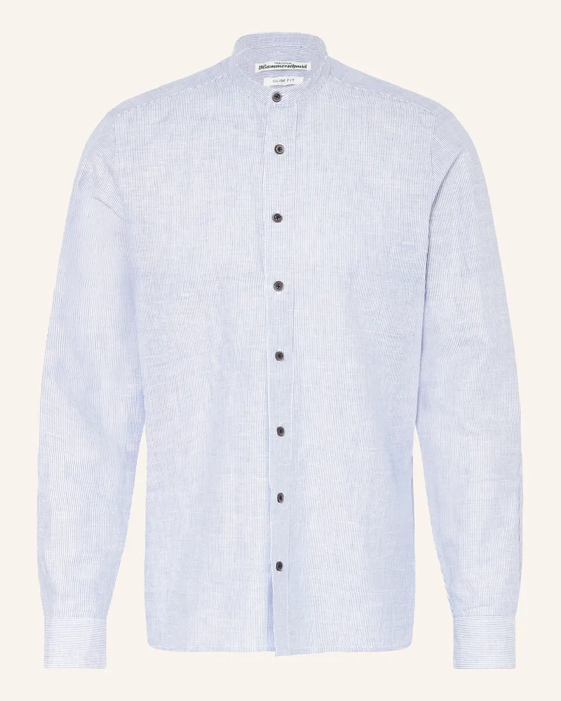 Hammerschmid Trachtenhemd Slim Fit mit Stehkragen mit Leinen Weiss