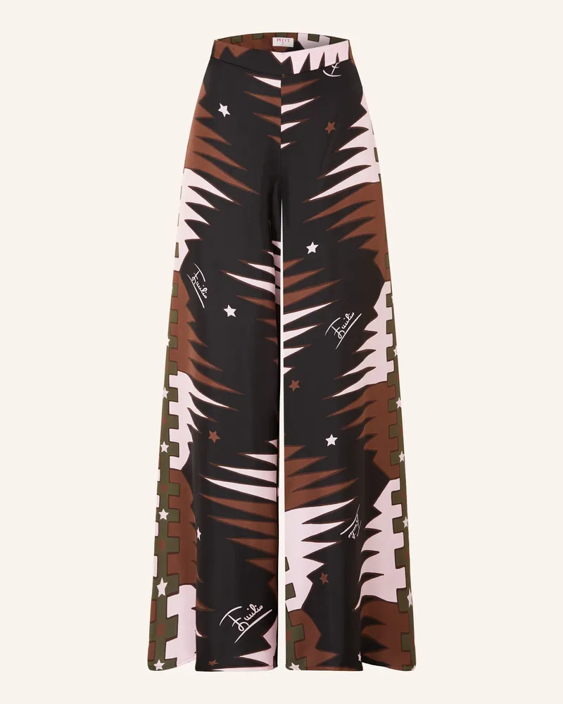 Emilio Pucci Marlenehose Aus Seide gruen Schwarz