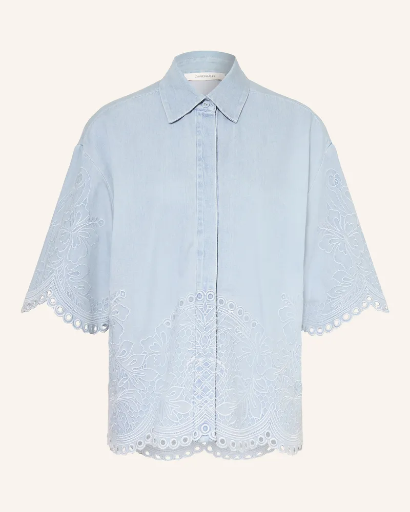 Zimmermann Blusenshirt Daylight In Jeansoptik Mit Lochspitze blau Hellblau