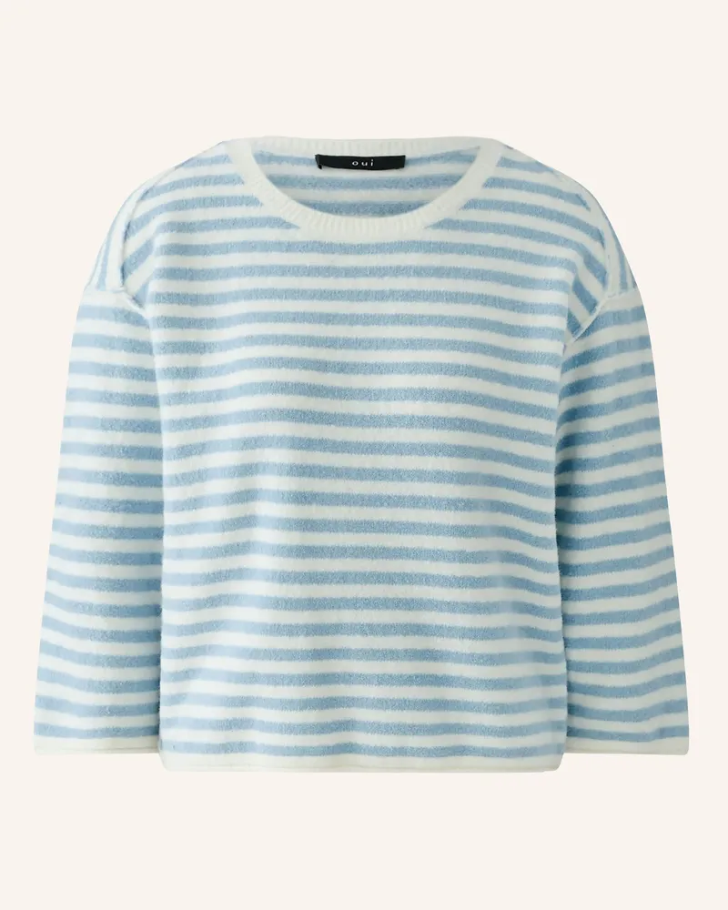 Oui  Pullover Mit 3/4-Arm weiss Hellblau