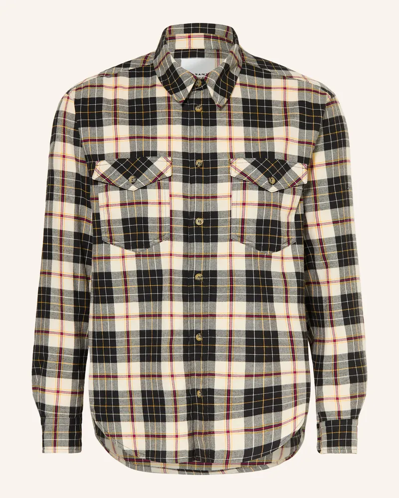 Isabel Marant Flanellhemd Saul Slim Fit weiss Hellbraun