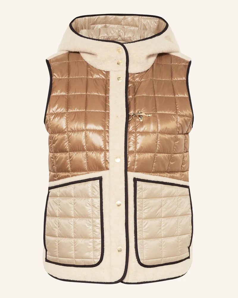 Fay Steppweste im Materialmix Beige