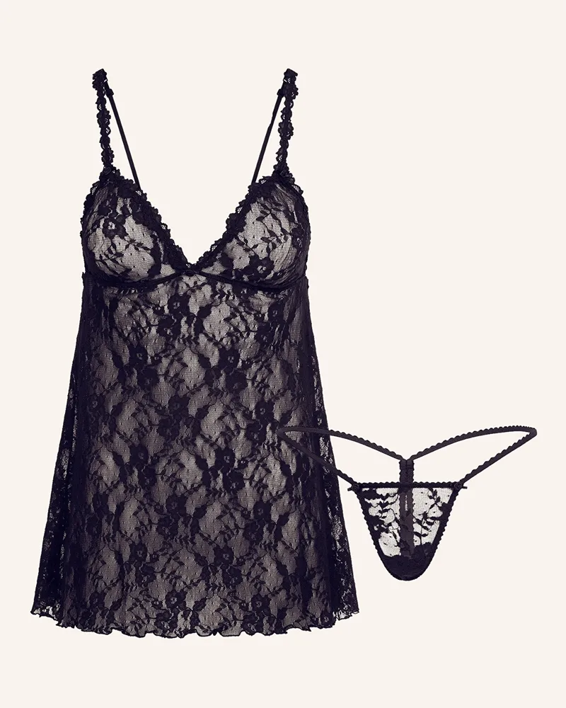SKIMS Set STRETCH LACE: Schlaftop und String Soot