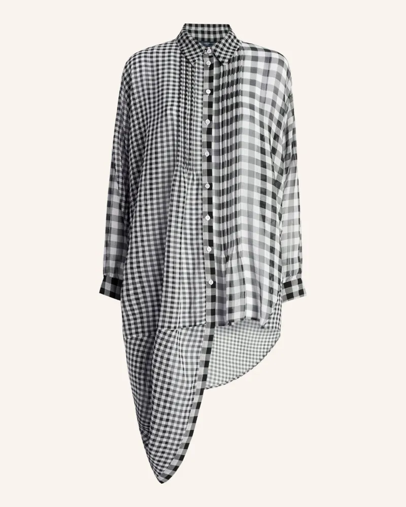HIGH Musket - Asymmetrische Tunika Aus Schwarz-Weißem Karo-Chiffon﻿ schwarz Schwarz