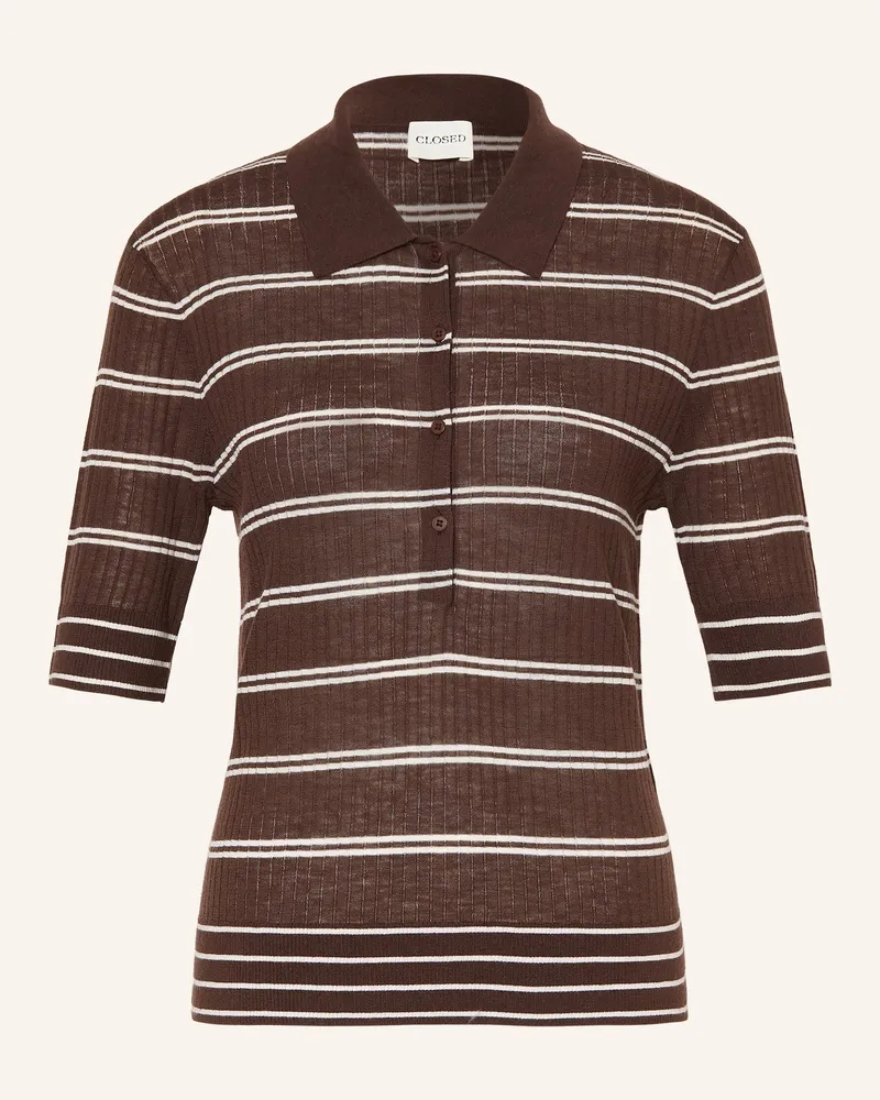 Closed Strick-Poloshirt braun Dunkelbraun