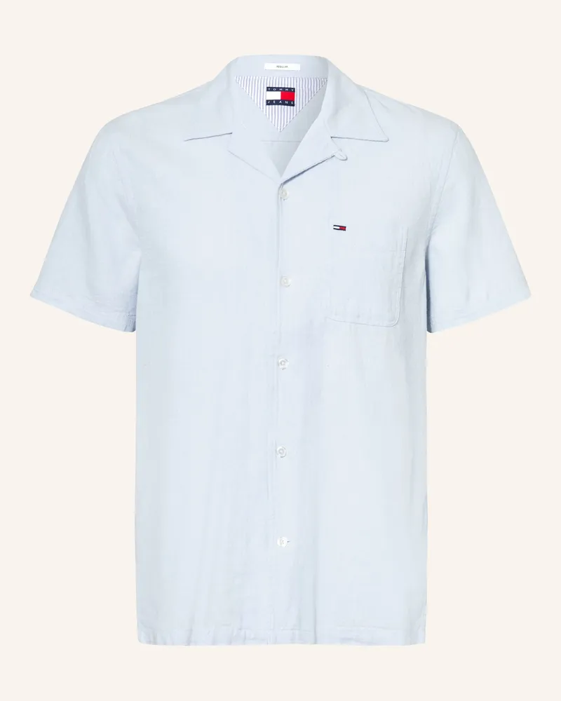 Tommy Hilfiger Resorthemd Comfort Fit Mit Leinen blau Hellblau