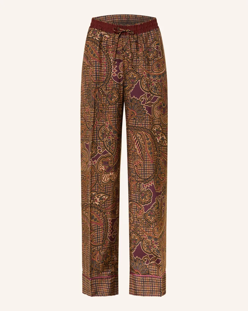 SEM PER LEI Marlenehose Aus Seide braun Cognac