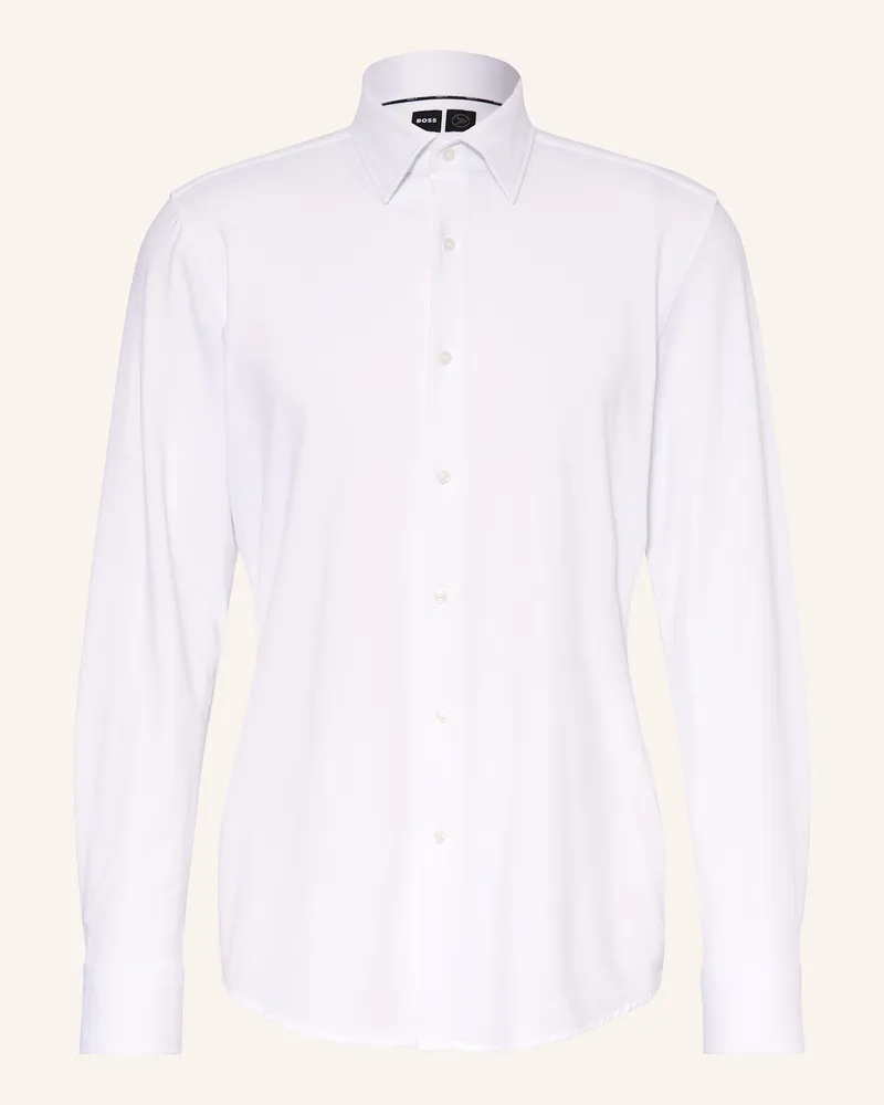 HUGO BOSS Jerseyhemd Hank Slim Fit weiss Weiss