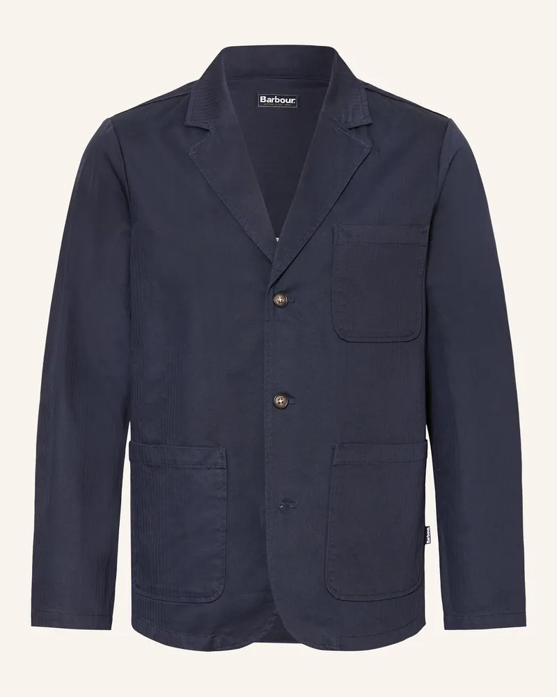 Barbour Anzugsakko Heringbone Regular Fit blau Dunkelblau