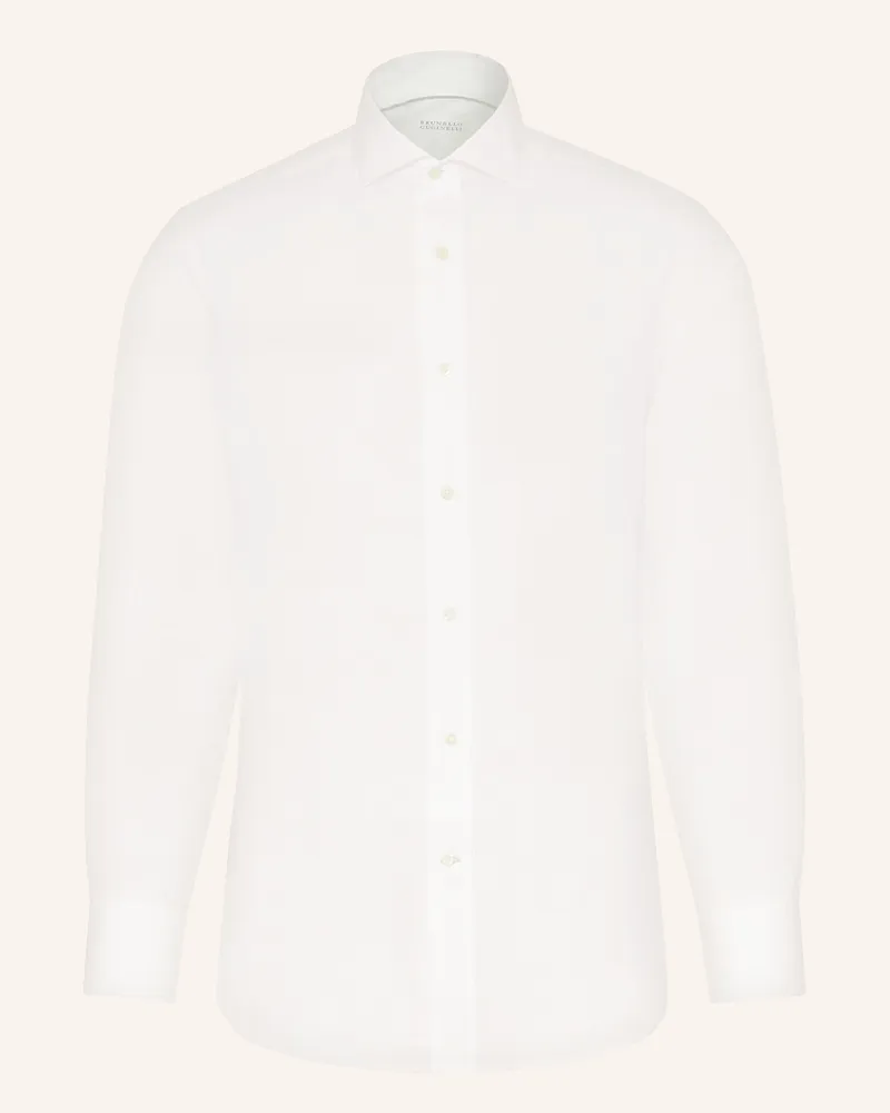Brunello Cucinelli Leinenhemd Basic Fit Weiss