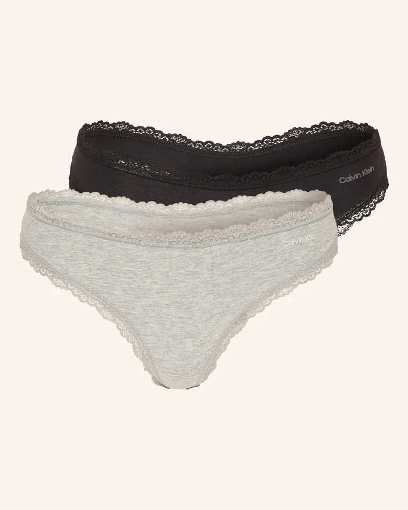 Calvin Klein 2er-Pack Strings Cotton Stretch grau Hellgrau