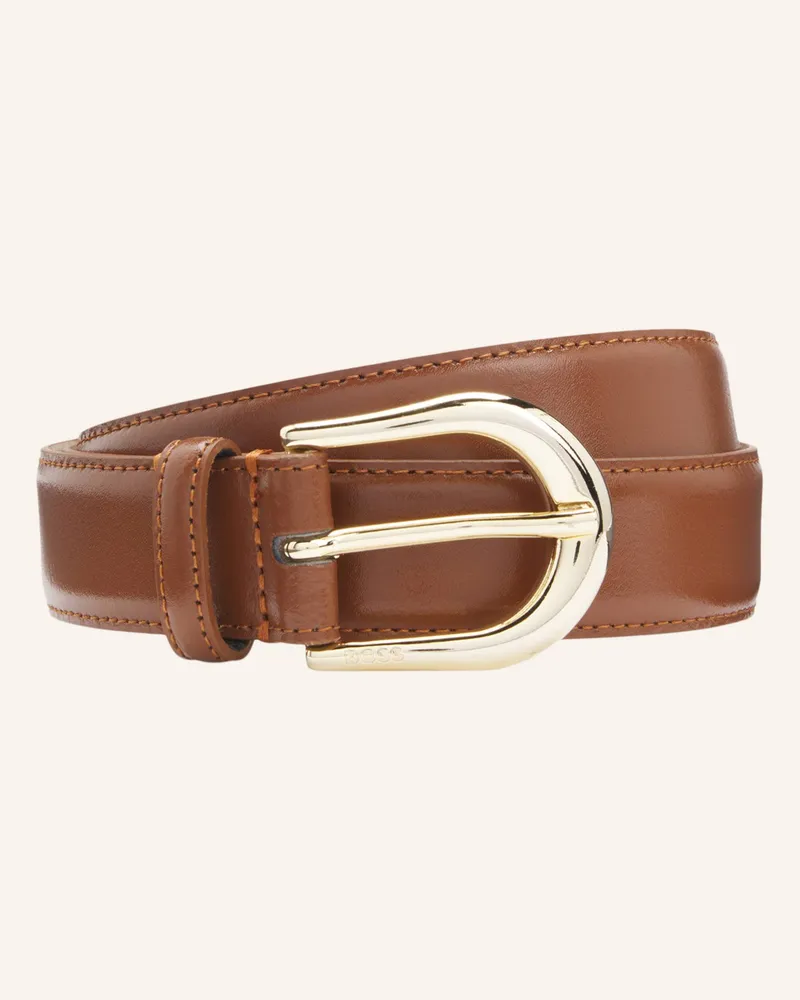 HUGO BOSS Ledergürtel Carol blau Braun