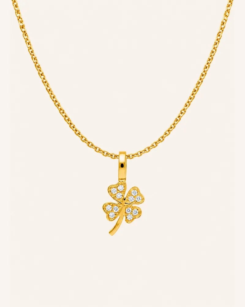 CADA Kette Tiny Lucky Clover gold Gold